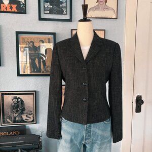 Vintage 1990s Short Blazer Black and Cream size 4 by Petite Sophisticate